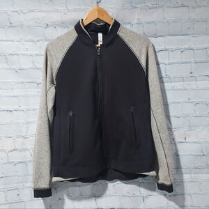 Lululemon Var City Bomber Jacket Black Gray Baseball Stitching Neoprene 8